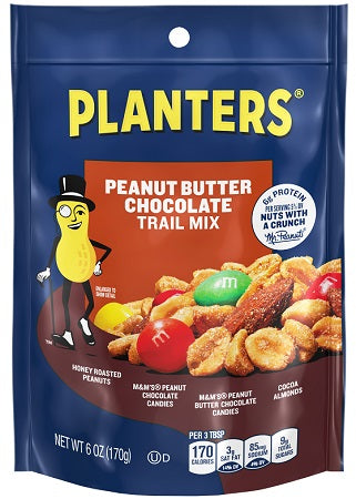 Planters Trail Mix 6oz package with peanuts and chocolate pieces