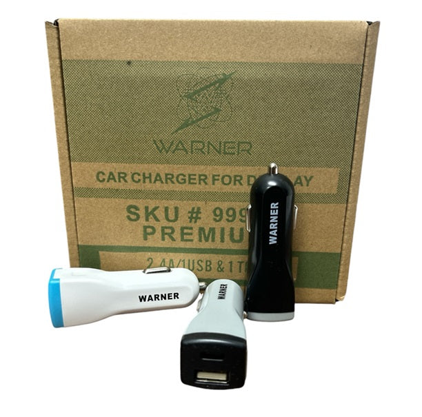 WARNER CAR CHARGER TYPE C + USB Cellphone Accessories Convenience and Grocery Wholesale Distributor in Montreal Quebec