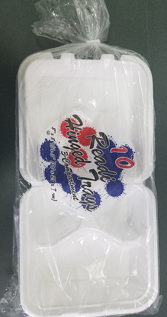 FOAM TRAY HINGED LID 3 COMP. READI Cleaning Supplies Wholesale Distributor in Montreal Quebec