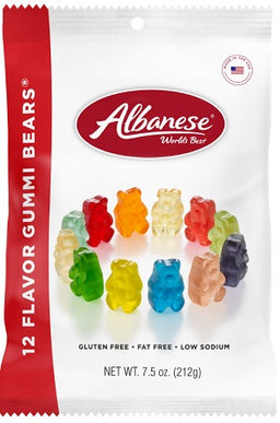 Albanese 12 Flavor Gummi Bears 7.5 oz PEG bag, pack of 12