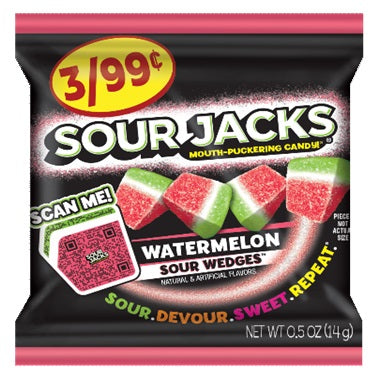 SOUR JACKS 3/.99 WATERMELON WEDGES Convenience and Grocery Snacks Wholesale Distributor in Montreal Quebec