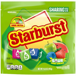 Starburst Sour Pouch 15.6 oz candy bag, case of 6 units