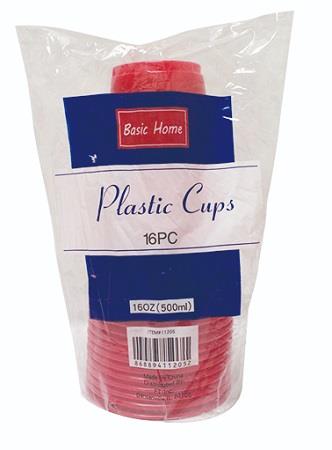 PLASTIC 16OZ CUPS RED (BASIC HOME) Cleaning Supplies Wholesale Distributor in Montreal Quebec
