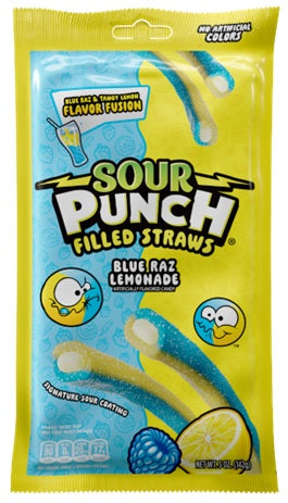 SOUR PUNCH FILLED STRAWS BLUE/LEMON Candy Convenience and Grocery Wholesale Distributor in Montreal Quebec