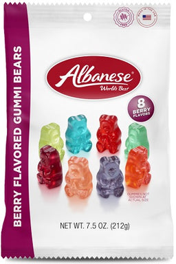 Albanese berry gummi bears in 7.5 oz PEG bag, case of 12 units