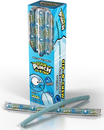 SOUR PUNCH SIP-N-CHEW STRAWS BLUE RAZZ Convenience and Grocery Store Supplies Wholesale Distributor in Montreal Quebec