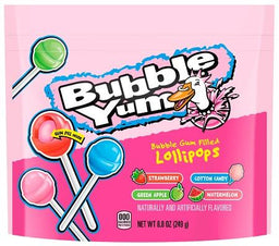 BUBBLE YUM GUM FILLED LOLLIPOPS POUCH Convenience and Grocery Store Supplies Wholesale Distributor in Montreal Quebec