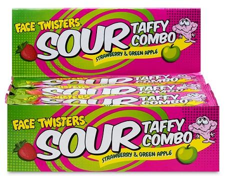 FACE TWISTERS SOUR TAFFY STRAW/APPLE Candy Convenience and Grocery Wholesale Distributor in Montreal Quebec