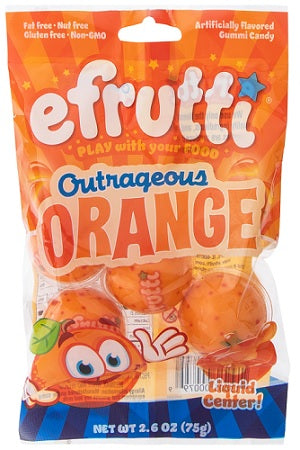 E.FRUTTI 3D Fruit Outrageous Orange gummy candy in a 2.6 oz peg bag
