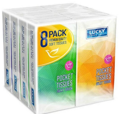 FACIAL TISSUE POCKET 8PK LUCKY Cleaning Supplies Wholesale Distributor in Montreal Quebec