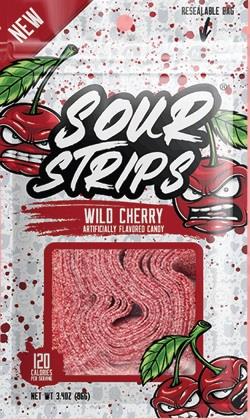 SOUR STRIPS PEG BAG WILD CHERRY Candy Convenience and Grocery Wholesale Distributor in Montreal Quebec