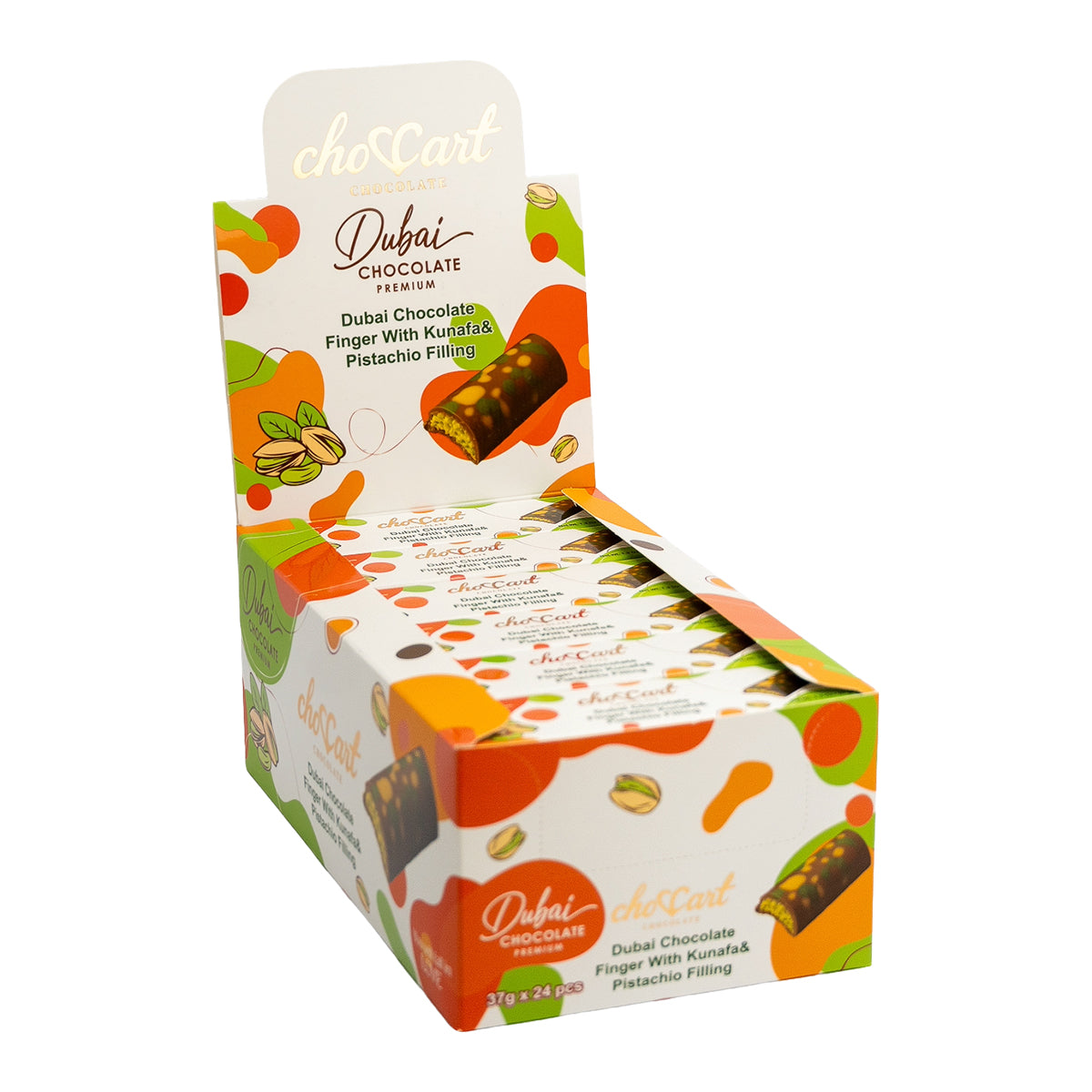 Choccart Dubai pistachio milk chocolate bar, 37g single unit