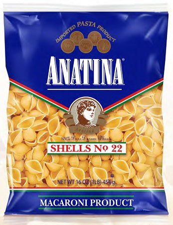 Anatina pasta shells 16 oz box, case of 20 units