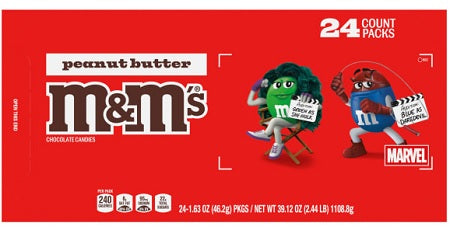 M&M Peanut Butter candy box, 1.63 oz regular size