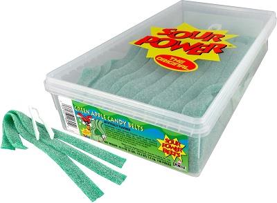 SOUR POWER BELTS TUB GREEN APPLE Candy Convenience and Grocery Wholesale Distributor in Montreal Quebec