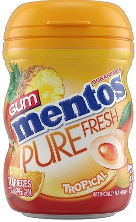 Mentos Pure Fresh Tropical gum box, 10-piece pack