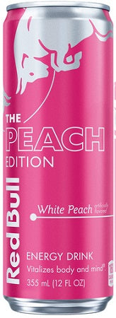 Red Bull White Peach 12 oz cans, case of 24 units