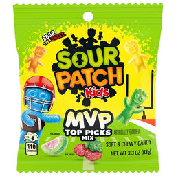 Sour Patch Kids MVP Mix 3.3 oz peg bag, case of 12 units