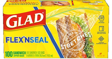 GLAD ZIPPER FLEX N SEAL SANDWICH BAGS Household Products Wholesale Distributor in Montreal Quebec