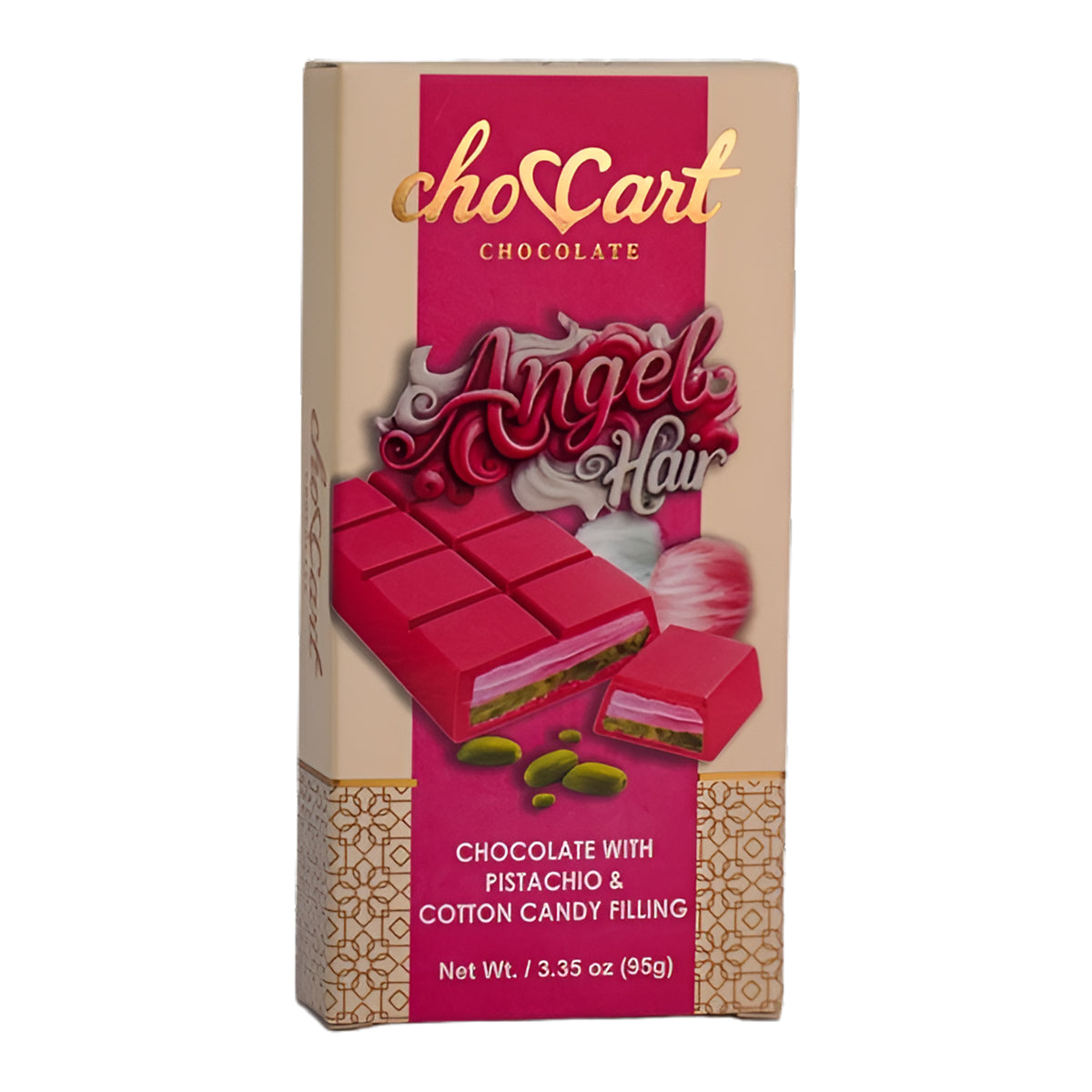 Choccart Dubai 95g cotton candy chocolate bar, 3.35 oz wrapper