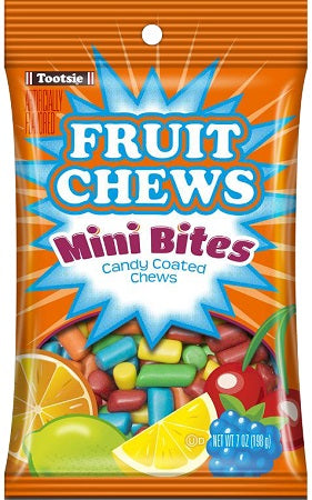 Tootsie Fruit Chews Mini 7oz peg bag, front-facing package shot