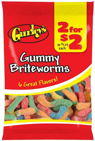 GURLEY'S 2/$2 GUMMY BRITEWORMS Candy Convenience and Grocery Wholesale Distributor in Montreal Quebec