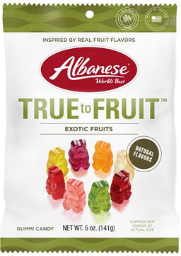 Albanese True to Fruit Exotic Fruits 5 oz peg bag gummy candies
