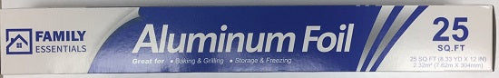 Family Essentials aluminum foil roll, 25 feet, single box