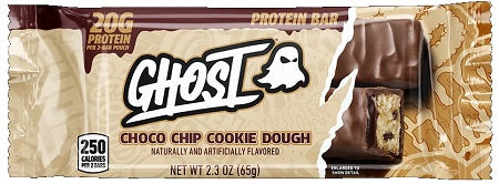Ghost Protein Bar Chocolate Chip Cookie, 2.3oz bar in branded wrapper