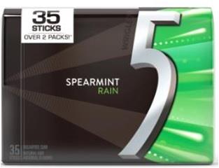 5 GUM (35 STICK) RAIN SPEARMINT Chewing Gum Convenience and Grocery Wholesale Distributor in Montreal Quebec