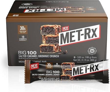 MET-RX-BIG 100 SALTED CARAMEL BROWNIE Convenience and Grocery Snacks Wholesale Distributor in Montreal Quebec