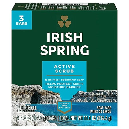 SOAP:IRISH SPRING ACTIVE SCRUB 3PKPersonal Care Products Wholesale Distributor in Montreal Quebec