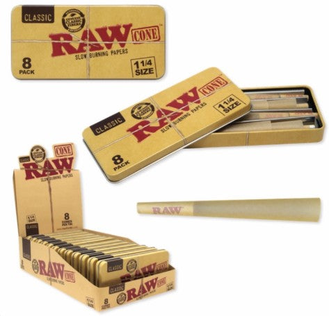 RAW CONES 1 1/4 TIN 8PK Smoker Accessories Wholesale Distributor in Montreal Quebec