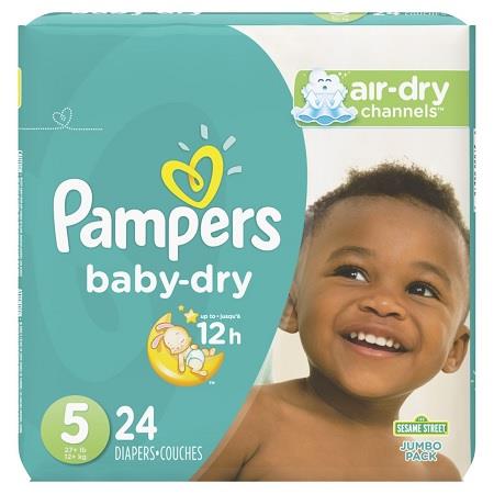 PAMPERS BABY DRY #5 27+LB Baby Products Canadian Wholesale Distributor in Montreal Quebec