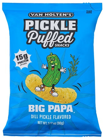 Van Holten's Pickle Puffs Big Papa 3.17 oz bag, pickle-flavored snack