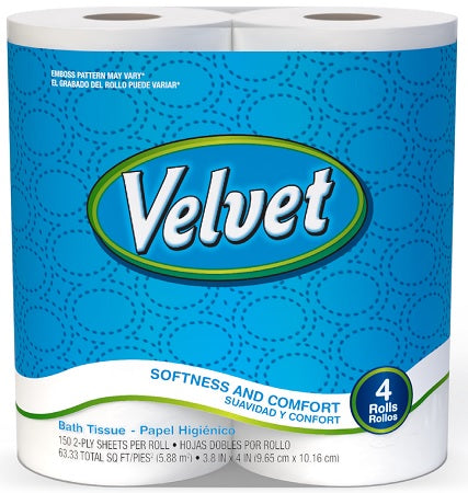 BATH TISSUE 4-ROLL .VELVET -150SHT Cleaning Supplies Wholesale Distributor in Montreal Quebec