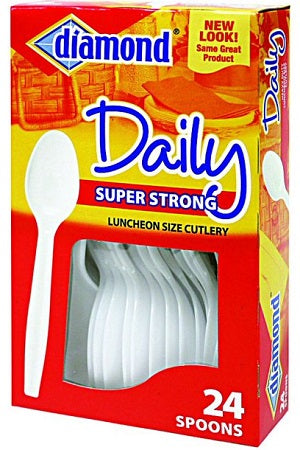 PLASTIC SPOONS WHITE -DIAMOND(BOX Cleaning Supplies Wholesale Distributor in Montreal Quebec
