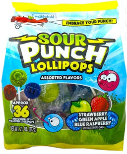 Sour Punch lollipops bag, 21.5 oz size
