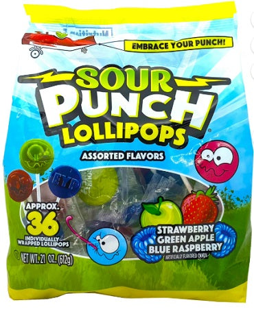 Sour Punch lollipops bag, 21.5 oz size