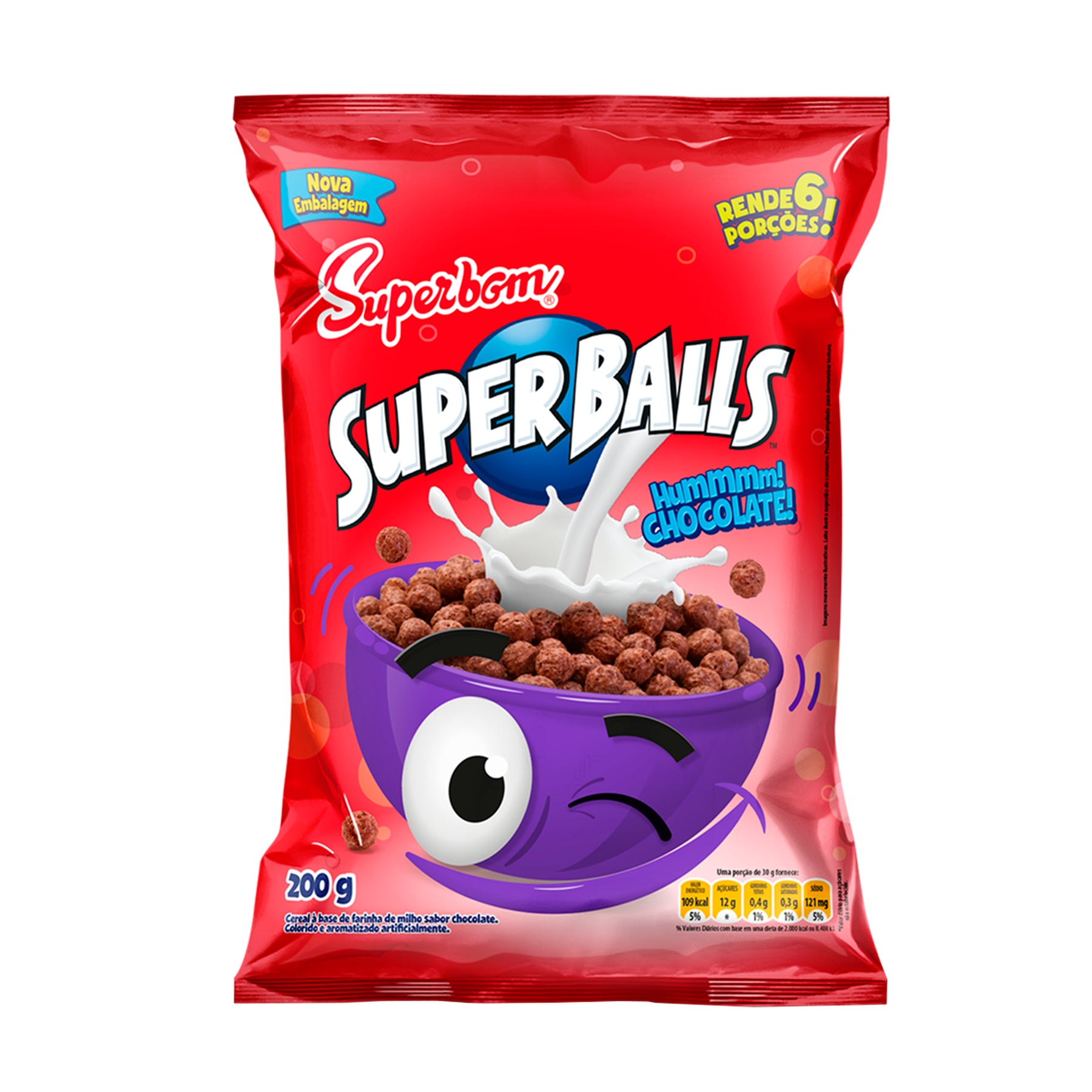 BREAKFAST CEREAL SUPER BALLS CHOCOLATE BAG 200 g (1 Box of 12 Units) Import Export Trading Company Montreal Quebec Canada
