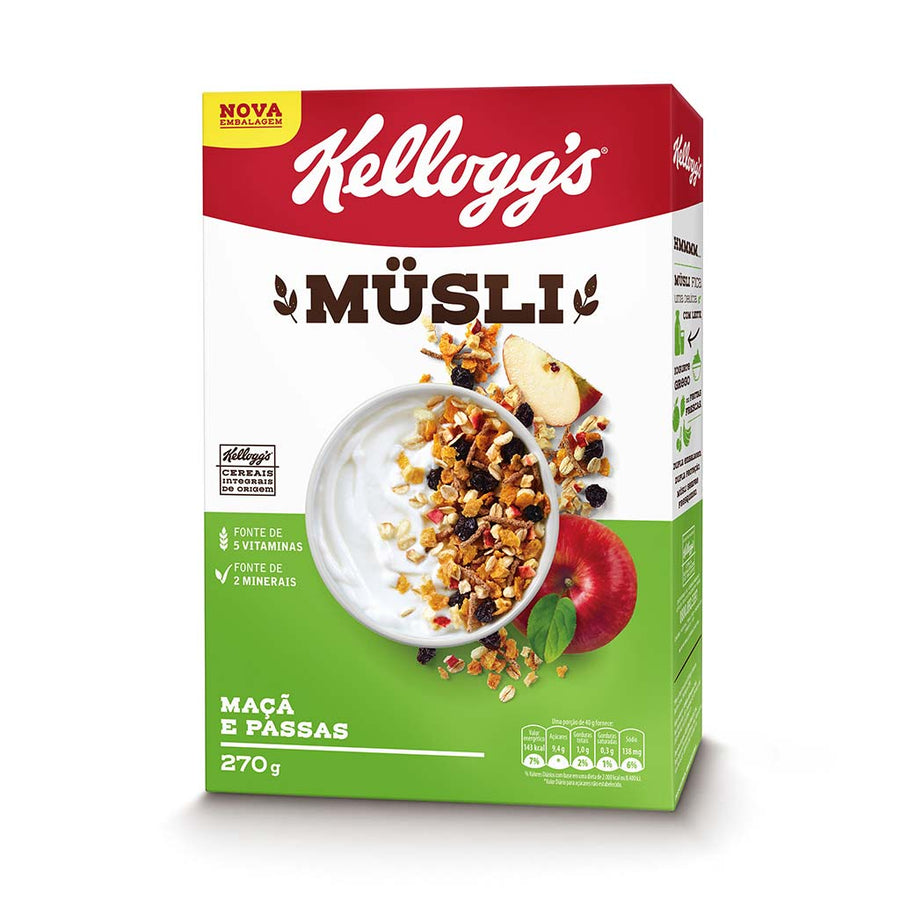 BREAKFAST CEREAL MUSLI APPLE AND RAISIN 270 g (1 Box of 24 Units) Import Export Trading Company Montreal Quebec Canada