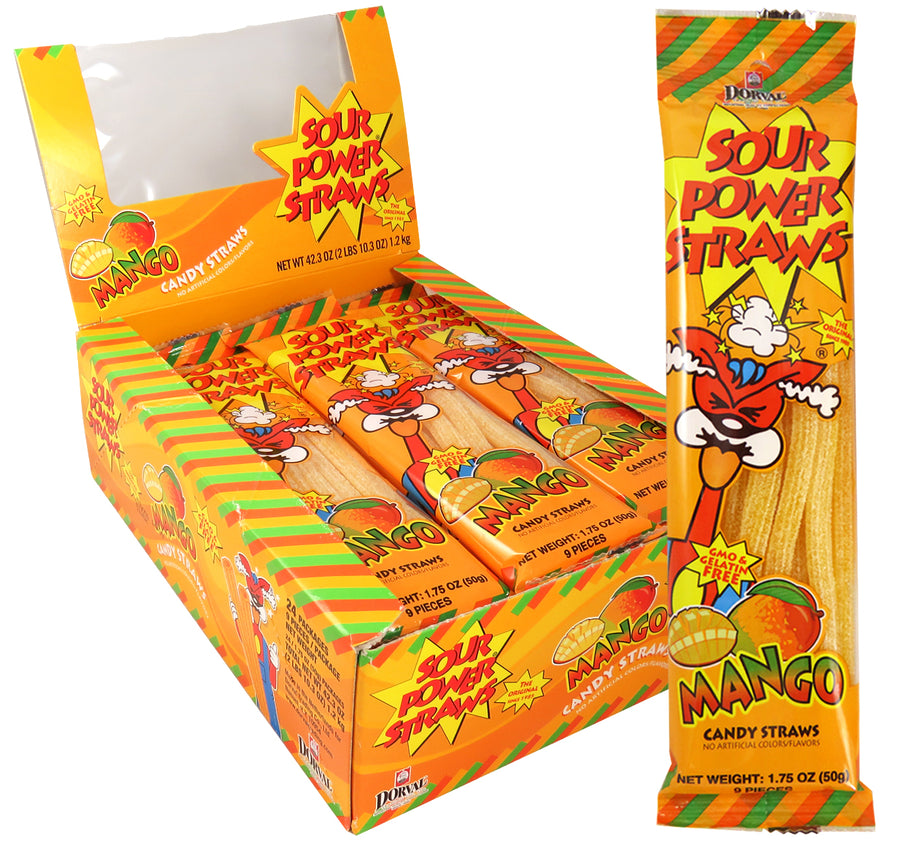 Sour Power Straws Mango, 1.75 oz (50 g), made in Netherlands