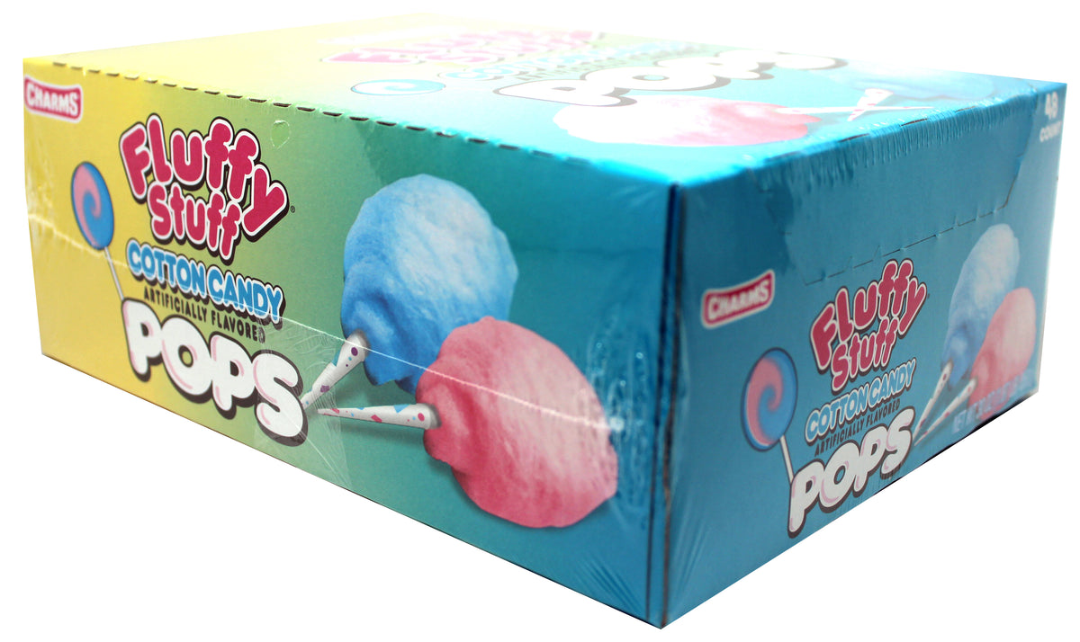 Charms Pop Fluffy Stuff Cotton Candy lollipops, made in USA
