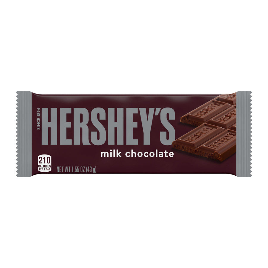 Hershey's Milk Chocolate Standard Bar, 1.55 oz (44 g), made in USA