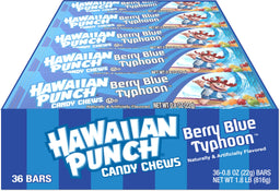 Hawaiian Punch Chews Bar, Berry Blue Typhoon, 0.8 oz fruit chew, made in USA