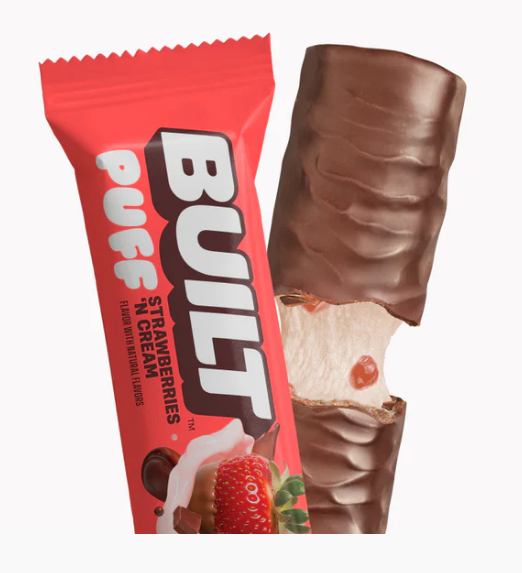 Built Strawberries N' Cream Puff puff bars, 1.41 oz, made in USA