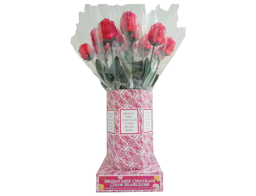 Albert's Belgium Milk Chocolate Color Splash Red Roses, 0.63 oz (18 G), made in Belgium