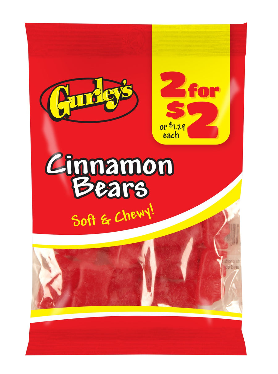 Gurleys Candy Line Cinnamon Bears, case of 12, made in United States