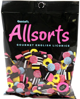 Gustaf's Peg Bag Licorice Allsorts, case of 12, made in United Kingdom