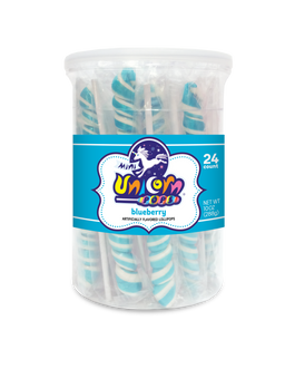 Adams & Brooks Mini Unicorn bubble gum jars, Light Blue, 10 oz box, Mexico
